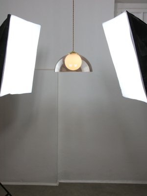 Space-Age Italian Brass, Opaline and Acrylic glass Pendant Lamp-HGJ-1757218