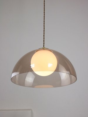 Space-Age Italian Brass, Opaline and Acrylic Glass Pendant Lamp-HGJ-1756929