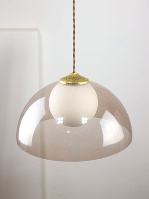 Space-Age Italian Brass, Opaline and Acrylic Glass Pendant Lamp-HGJ-1756929