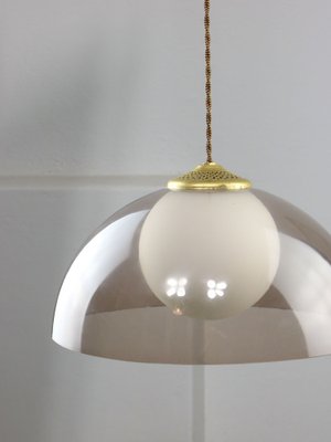 Space-Age Italian Brass, Opaline and Acrylic glass Pendant Lamp-HGJ-1757218