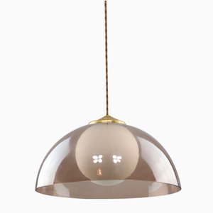 Space-Age Italian Brass, Opaline and Acrylic glass Pendant Lamp-HGJ-1757218