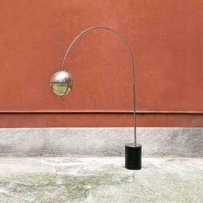 Space Age Italian Cast Iron and Steel Arc Floor Lamp by Studio Reggiani, 1970s-GDD-1096994