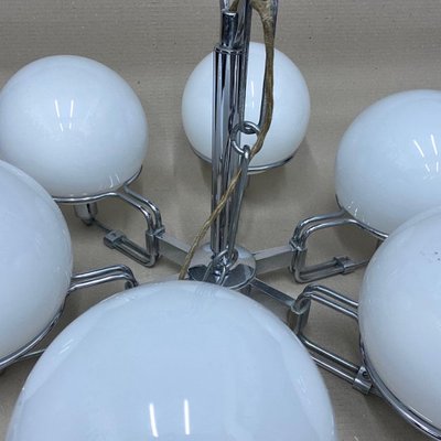 Space Age Italian Chandeliers in Opaline Glass, 1970s, Set of 2-NMK-1177464