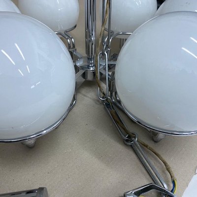 Space Age Italian Chandeliers in Opaline Glass, 1970s, Set of 2-NMK-1177464