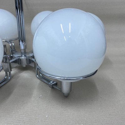 Space Age Italian Chandeliers in Opaline Glass, 1970s, Set of 2-NMK-1177464