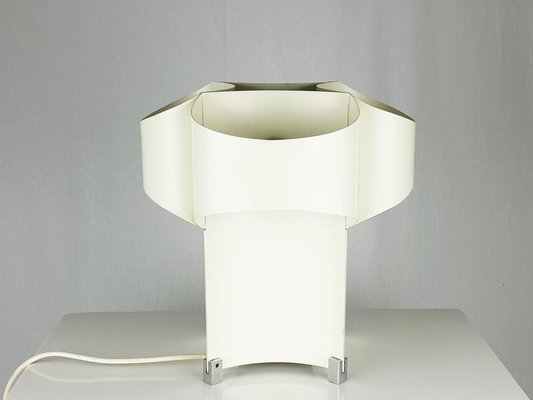 Space Age Italian Chrome-Plated & White Painted Metal Table Lamp, 1960s-RD-2040975