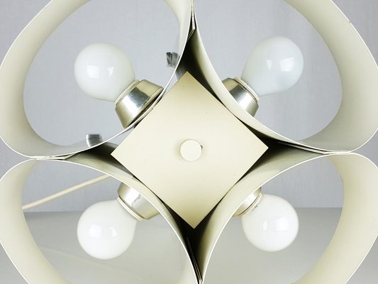 Space Age Italian Chrome-Plated & White Painted Metal Table Lamp, 1960s-RD-2040975