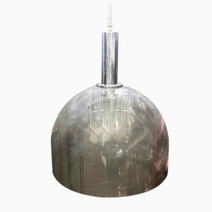 Space Age Italian Gray Acrylic Glass and Chromed Metal Pendant by Goffredo Reggiani for Reggiani, 1970s-NMK-1378144