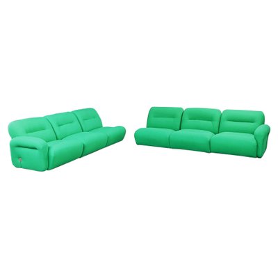 Space Age Italian Green Fabric Modular Sofa with Metal Insert, 1970s-GDD-1431498