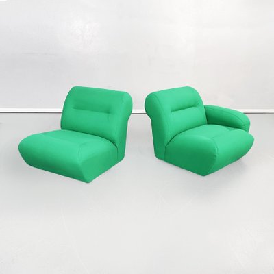 Space Age Italian Green Fabric Modular Sofa with Metal Insert, 1970s-GDD-1431498