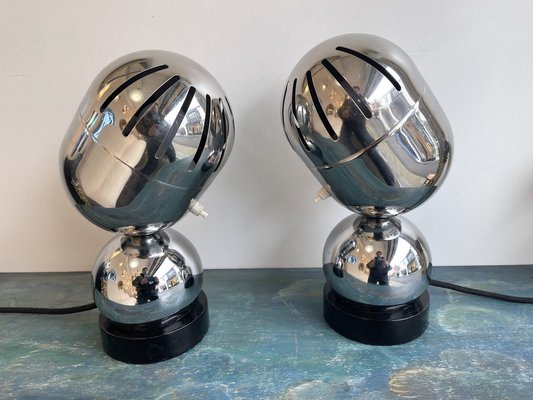 Space Age Italian Metal Chrome Lamps from Reggiani, 1970s, Set of 2-FUE-1160439