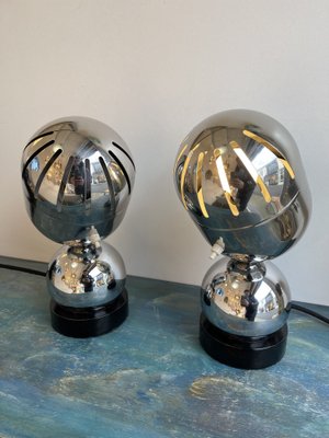 Space Age Italian Metal Chrome Lamps from Reggiani, 1970s, Set of 2-FUE-1160439