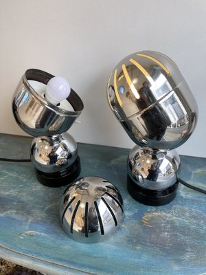 Space Age Italian Metal Chrome Lamps from Reggiani, 1970s, Set of 2-FUE-1160439