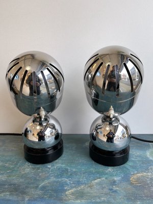 Space Age Italian Metal Chrome Lamps from Reggiani, 1970s, Set of 2-FUE-1160439