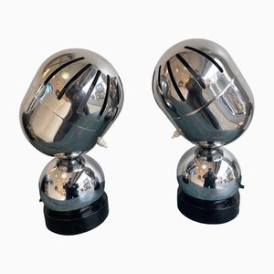 Space Age Italian Metal Chrome Lamps from Reggiani, 1970s, Set of 2-FUE-1160439