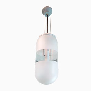 Space Age Italian Murano Glass and Metal Capsule Pendant Lamp, 1980s-DEK-552374