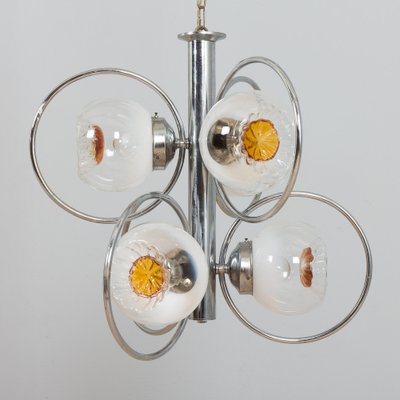 Space Age Italian Murano Glass Chrome Plated Chandelier from Mazzega, 1970s-UE-1277922