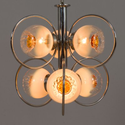 Space Age Italian Murano Glass Chrome Plated Chandelier from Mazzega, 1970s-UE-1277922