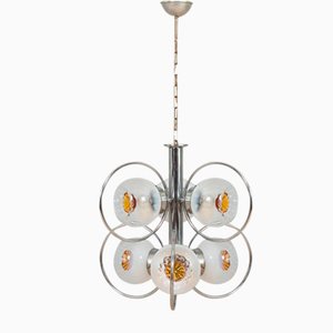 Space Age Italian Murano Glass Chrome Plated Chandelier from Mazzega, 1970s-UE-1277922