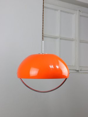 Space Age Italian Orange Acrylic Glass Pendant Lamp, 1970s-HGJ-1787642