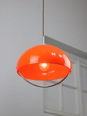 Space Age Italian Orange Acrylic Glass Pendant Lamp, 1970s-HGJ-1787642