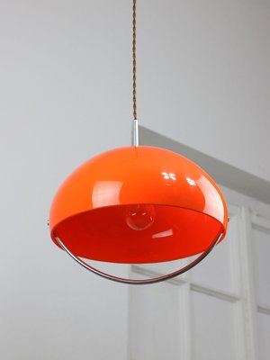 Space Age Italian Orange Acrylic Glass Pendant Lamp, 1970s-HGJ-1787642