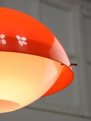 Space Age Italian Orange Acrylic Glass Pendant Lamp, 1970s-HGJ-1757216