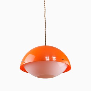 Space Age Italian Orange Acrylic Glass Pendant Lamp, 1970s-HGJ-1757216