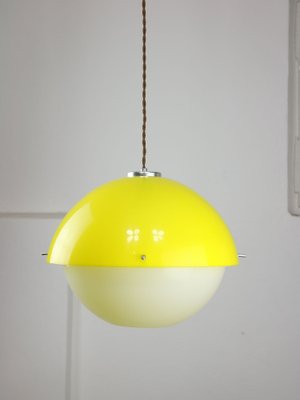 Space Age Italian Yellow Acrylic Glass Pendant Lamp, 1970s-HGJ-1757215