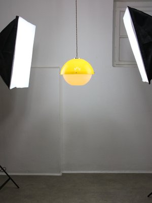 Space Age Italian Yellow Acrylic Glass Pendant Lamp, 1970s-HGJ-1757215