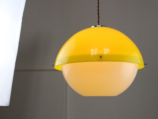 Space Age Italian Yellow Acrylic Glass Pendant Lamp, 1970s-HGJ-1757215