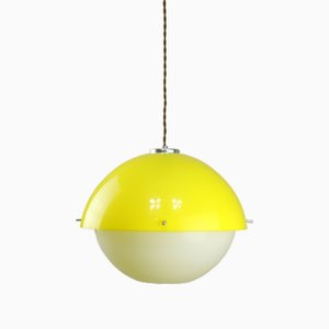 Space Age Italian Yellow Acrylic Glass Pendant Lamp, 1970s-HGJ-1757215