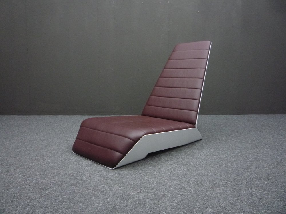 Space Age Leather & Fiberglass Lounge Chair, 1980s