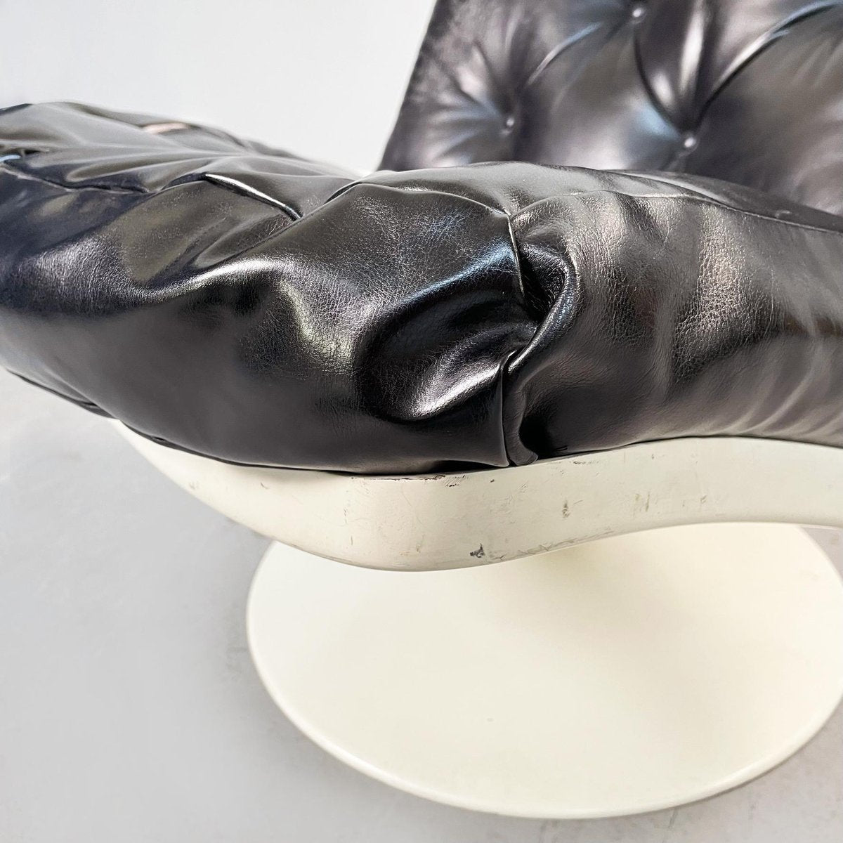 Space Age Leather Swivel Chair from Play, Italy, 1970s