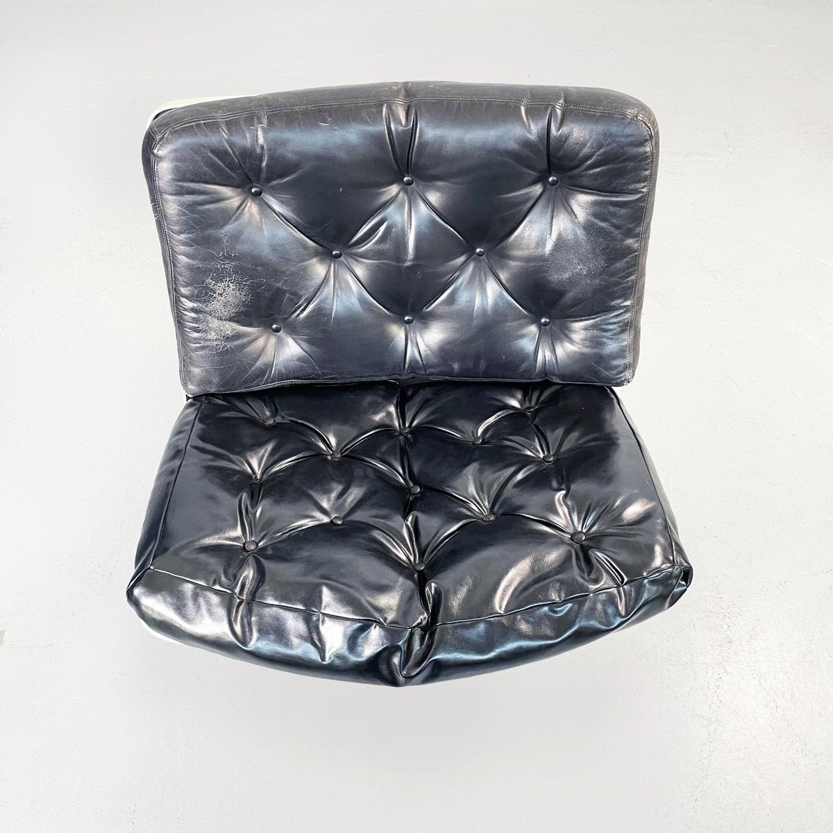 Space Age Leather Swivel Chair from Play, Italy, 1970s