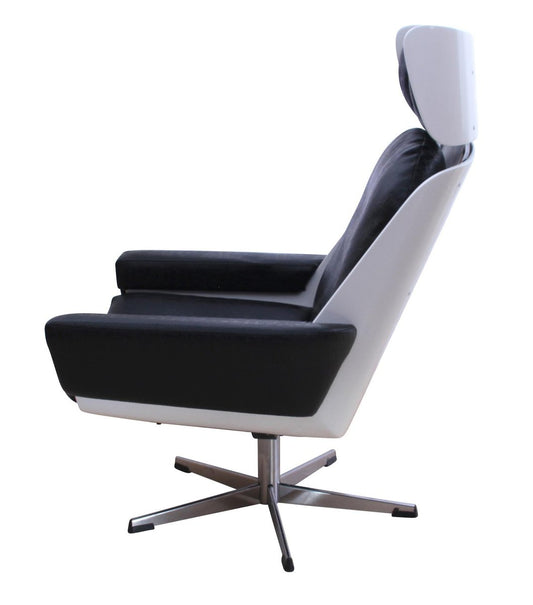 Space Age Lounge Chair, White Lacquer, Leather, Reptile Look, Germany, 1970s