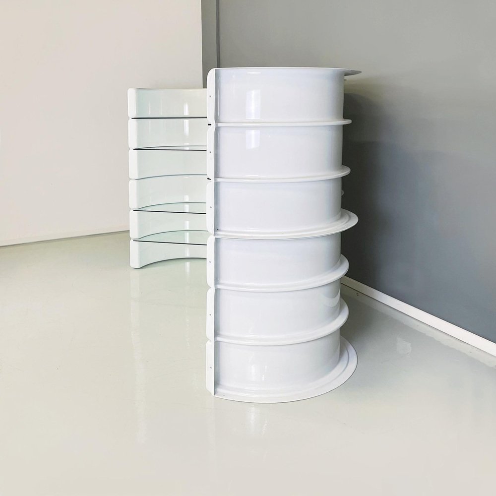 Space Age Modular Bookcase in White Fiberglass from Astrarte, Italy, 1970s, Set of 6