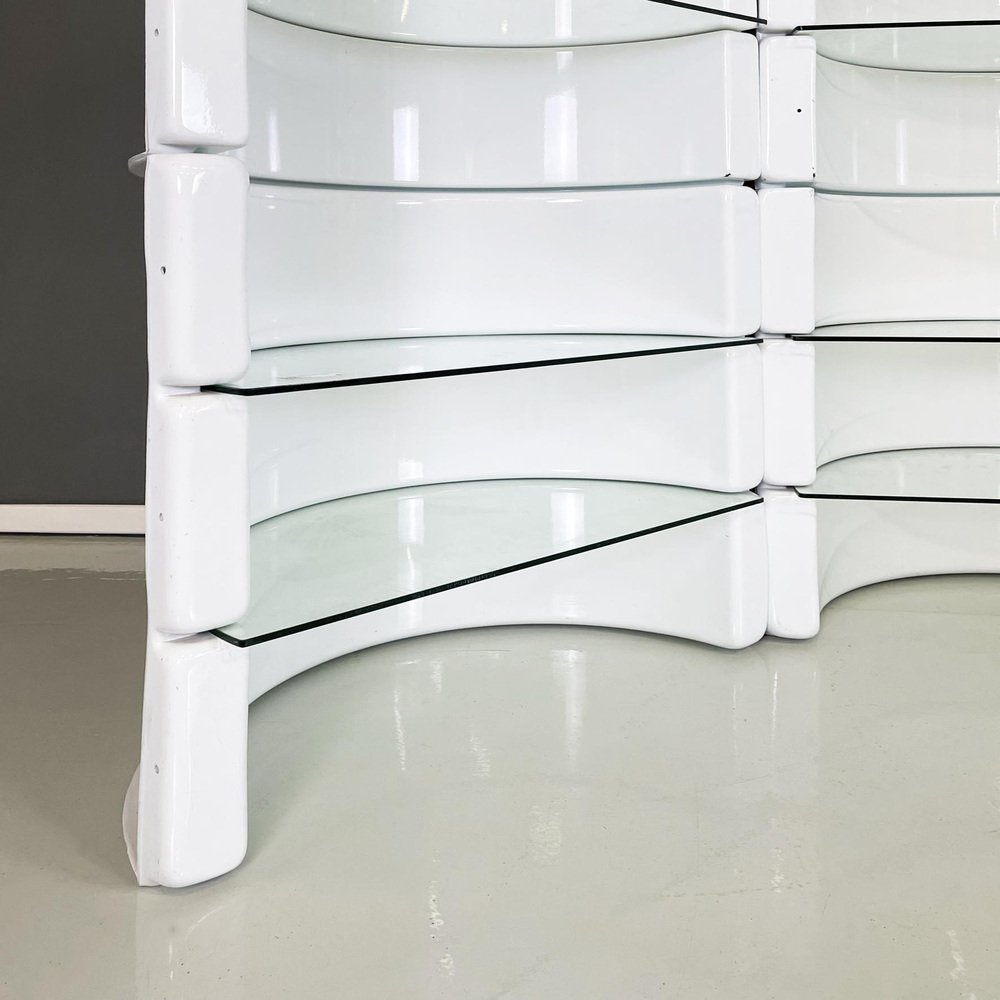 Space Age Modular Bookcase in White Fiberglass from Astrarte, Italy, 1970s, Set of 6