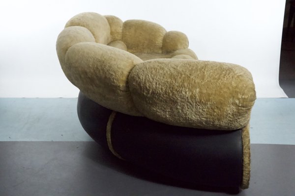 Space Age Modular Sofa in Cream Teddy Fabric & Leatherette by Adriano Piazzesi, Italy, 1970s, Set of 2-OT-2021380