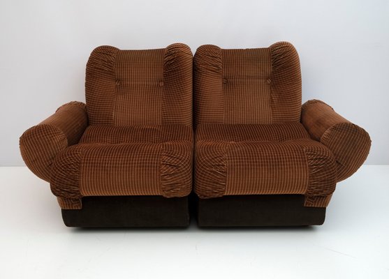 Space Age Modular Sofa in Velvet, Italy, 1970s, Set of 2-FER-1326010