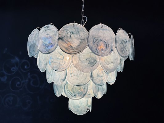 Space Age Murano Chandelier with 57 Blue Albaster Iridescent Glasses, 1990s-FHZ-1818502