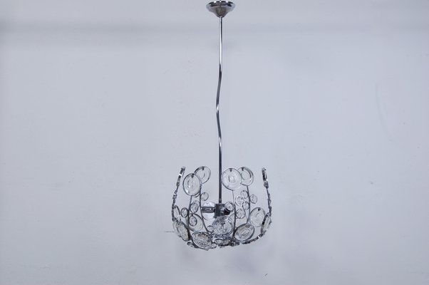 Space Age Murano Glass Steel Chandelier Ceiling Lamps, 1970s-XSG-1357192