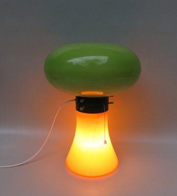 Space Age Mushroom Table Lamp in Orange & Green, 1970s-EY-1293610