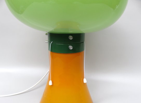 Space Age Mushroom Table Lamp in Orange & Green, 1970s-EY-1293610