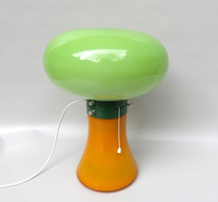 Space Age Mushroom Table Lamp in Orange & Green, 1970s-EY-1293610