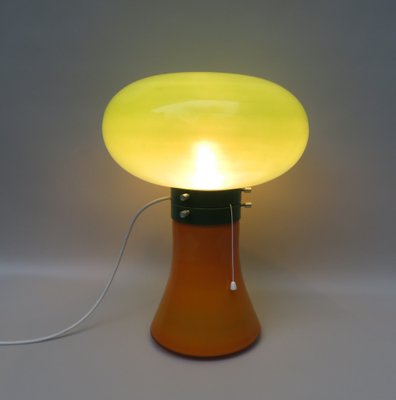 Space Age Mushroom Table Lamp in Orange & Green, 1970s-EY-1293610