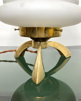 Space Age Opaline Glass & Brass Tripod Table Lamp by Angelo Lelli, 1960s-LYQ-1171586