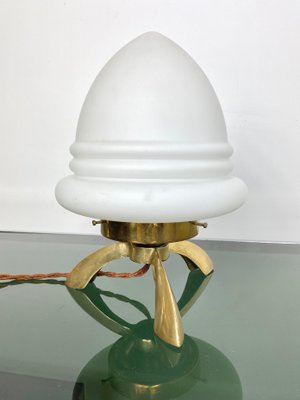 Space Age Opaline Glass & Brass Tripod Table Lamp by Angelo Lelli, 1960s-LYQ-1171586