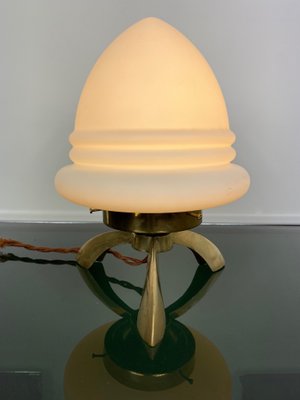 Space Age Opaline Glass & Brass Tripod Table Lamp by Angelo Lelli, 1960s-LYQ-1171586