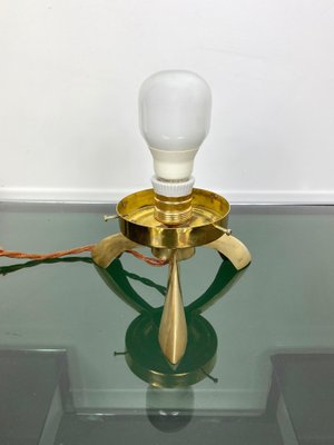 Space Age Opaline Glass & Brass Tripod Table Lamp by Angelo Lelli, 1960s-LYQ-1171586